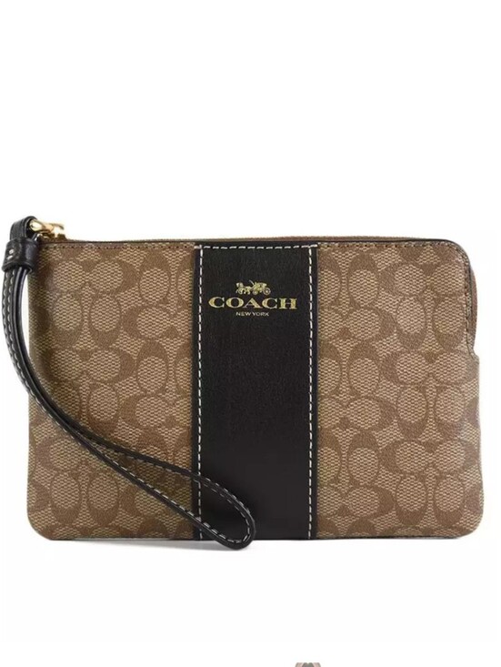 Coach Handbags - COACH Small Corner Zip Wristlet Micro Signature Logo
